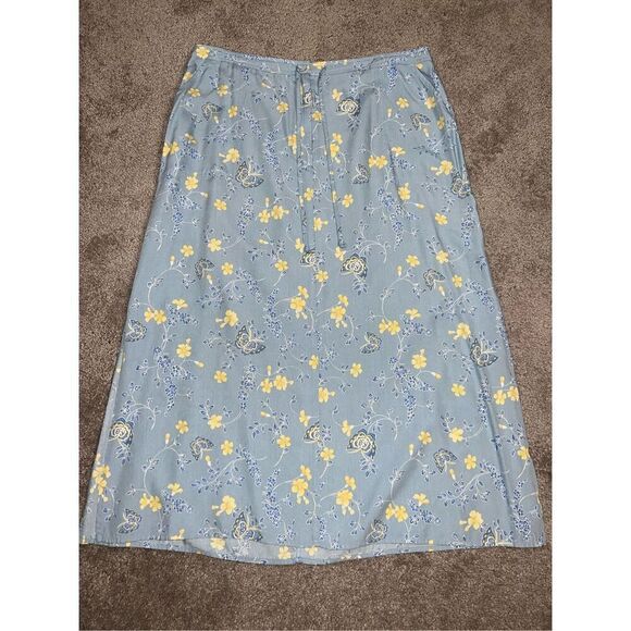 Emma James Dresses & Skirts - Women’s Cottage Flowers & Butterflies Blue/yellow Maxi Skirt 16P